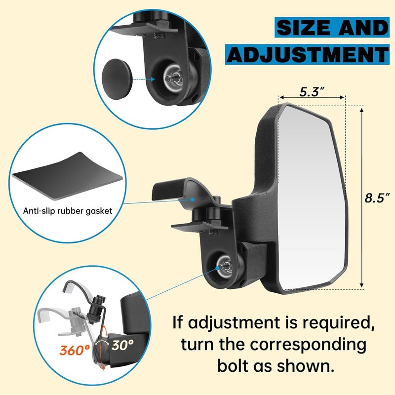 SHEJISI Ranger Side Mirrors,You No Longer Need to Adjust by Hand，Innovative Automatic Reset Function,New UTV Mirrors Compatible with Polaris Ranger General, Can Am Defender HD8 10, 2021-2025 Commander - Image 5